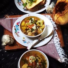 A picture of Tender coconut chicken soup.