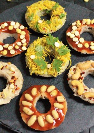 A picture of Oats Idli Doughnuts.