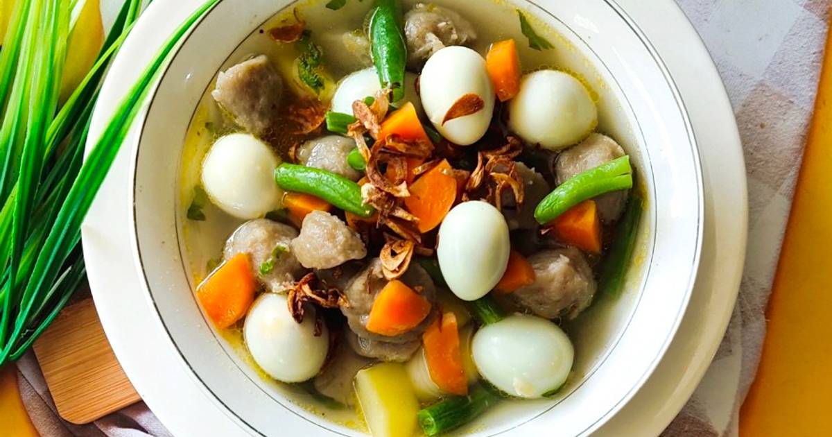 Resep Sup Sayuran Bakso Telur Puyuh Oleh Priska Koes Cookpad