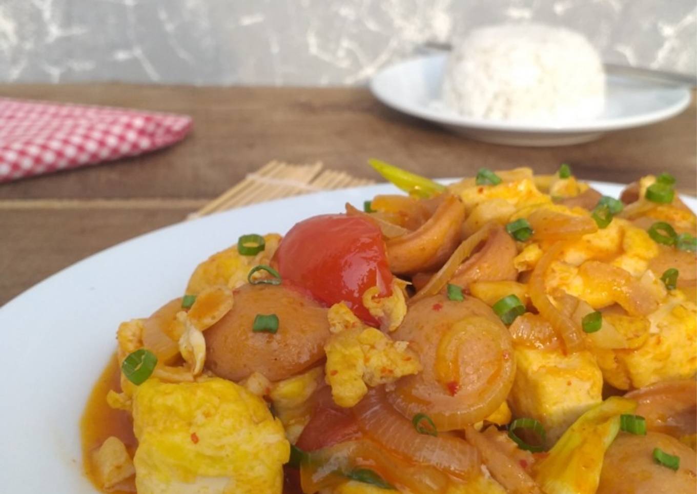 Tahu Telur Sosis Saos Gochujang