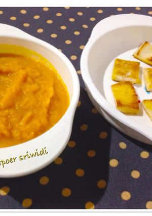 Foto resep Mpasi 12m+ (pumpkin soup with croutons)