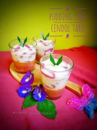 Cara Gampang Membuat Resep 🍮Pudding Cake Cendol Taro🍮 yang Uenak Anti Ribet, Bikin Ngiler