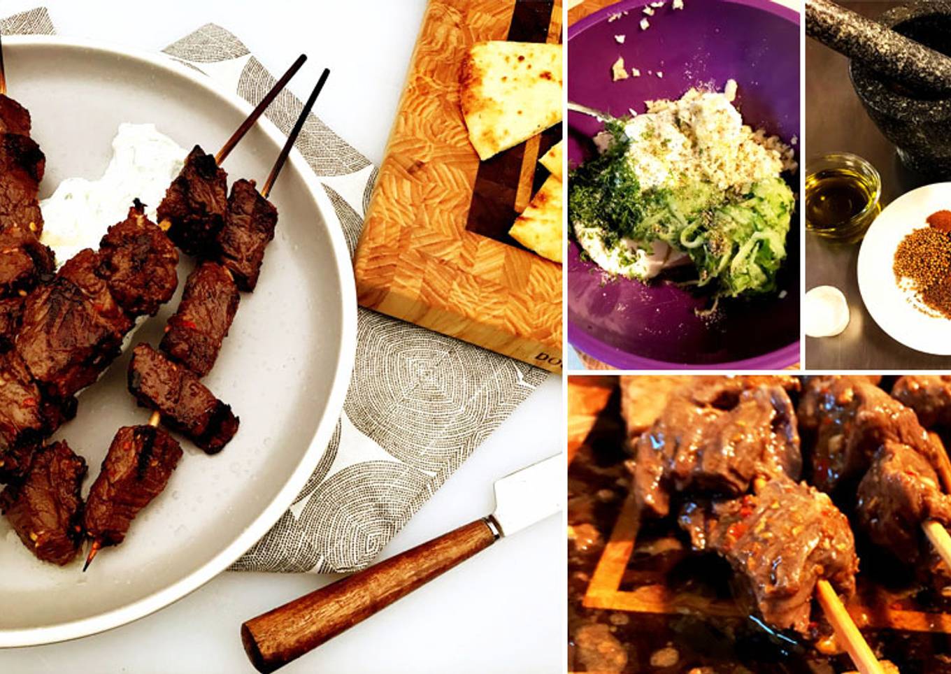 Moroccan Style Fullblood Wagyu Beef Kabobs with Tzatziki Sauce