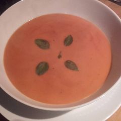A picture of Creamy Tomato and Garlic Soup.