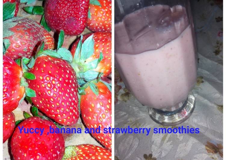 Simple Way to Prepare Strawberry and banana smothie in 20 Minutes for Young Wife