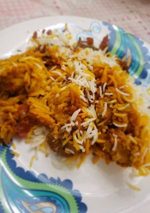 A picture of Chicken 65 biryani.