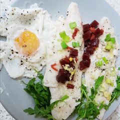 A picture of Late Breakfast Early Lunch, Poached Cod & poached Egg😀.