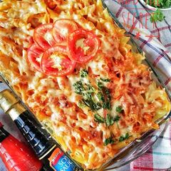 A picture of White Sauce Baked pasta.