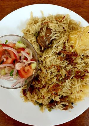 A picture of Mutton/beef/chicken pulav😊(rice cook with mutton stock).