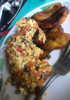 A picture of Fried Eggs and Plantain.