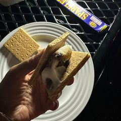 A picture of Nobody can stop me eating s’more.