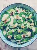 Baby Spinach Salad with Pear and Walnut Vinaigrette