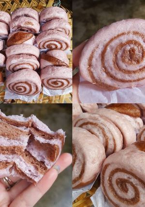 Foto resep Spiral mantou ubi ungu coklat kenyal banget! enak banget!
