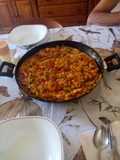 Paella de calamaritos y magro