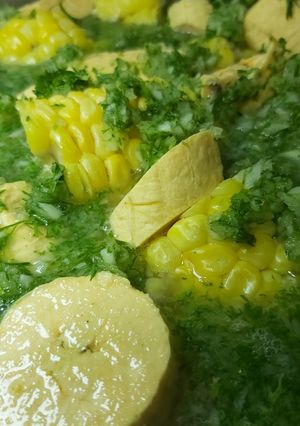 Una foto de Sancocho trifásico pollo, cerdo, carne de res. #sancocho