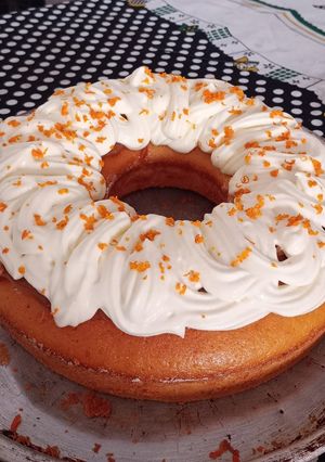 Una foto de Bizcochuelo de mandarina con crema