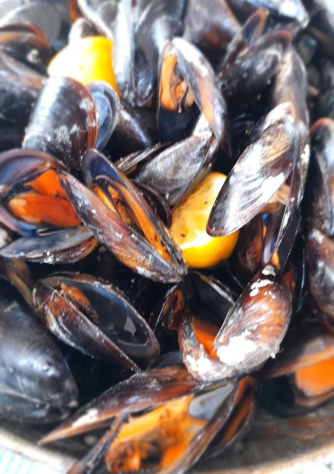 Una foto de Mejillones en la barbacoa