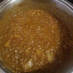 Mince served with brown Tortilla and salad A picture of Mince served with brown Tortilla and salad.