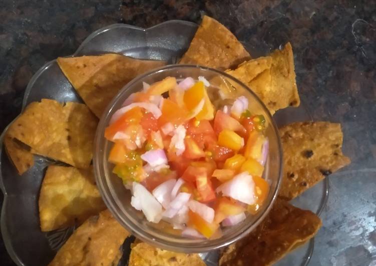 Recipe of Homemade Leftover roti nachos with deshi salsa