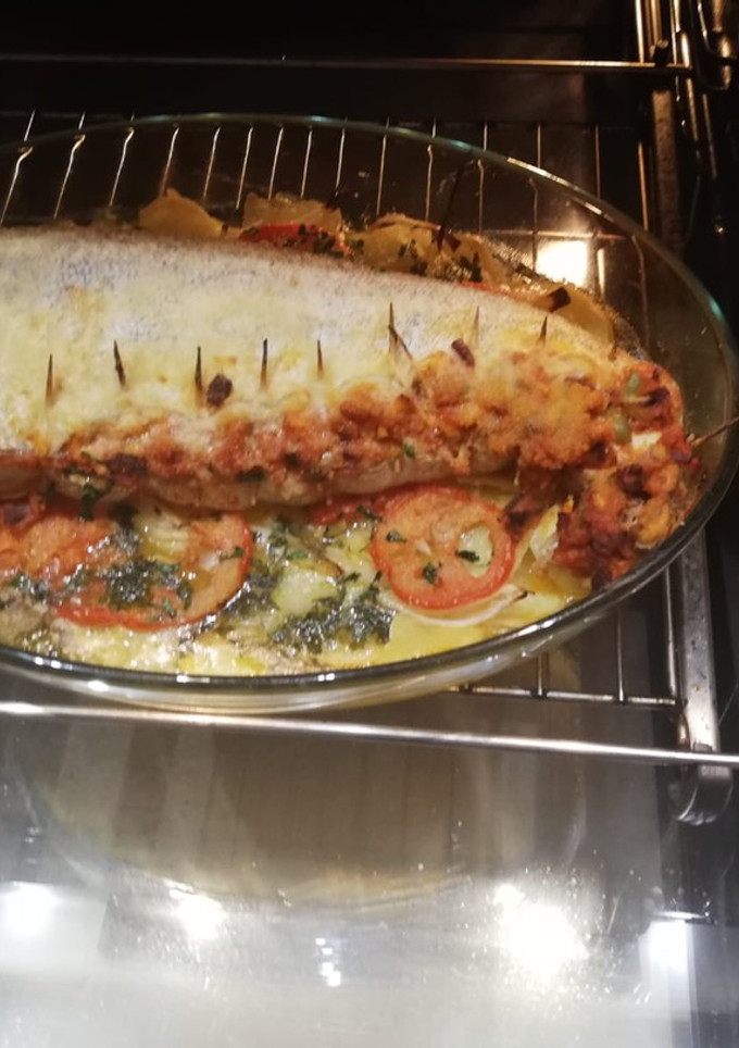 Una foto de Merluza rellena al horno