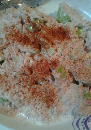 A picture of Apple and Tuna salad.