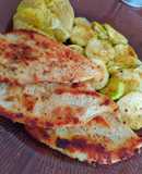 Filete de pollo a la plancha con calabacín y patata