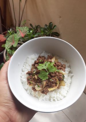 Foto resep Garlic-coriander minced beef