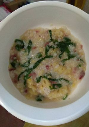Foto resep Nasi Tim Sup Bayam Jagung Simpel (Mpasi 10 bulan)