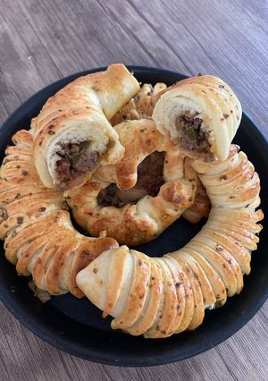 عکسی از دستور پیراشکی گوشت با خمیر فوق العاده