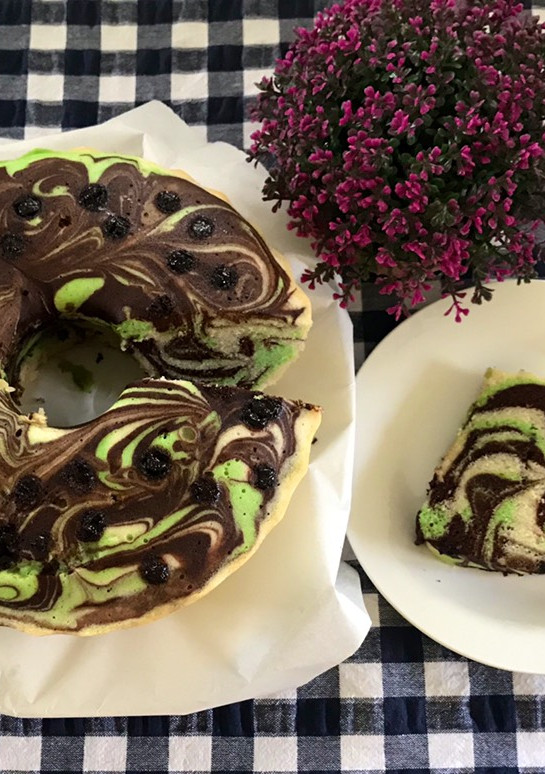 Foto resep Bolu Marmer putih telur 3 rasa kukus