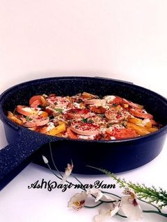 عکسی از دستور خوراک سیب و قارچ با پنیر پیتزا