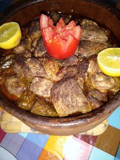 صورة لوصفة طاجن بامية باللحمة 😋❤️