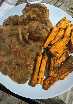Una foto de Muslitos de pollo con coco y mostaza
