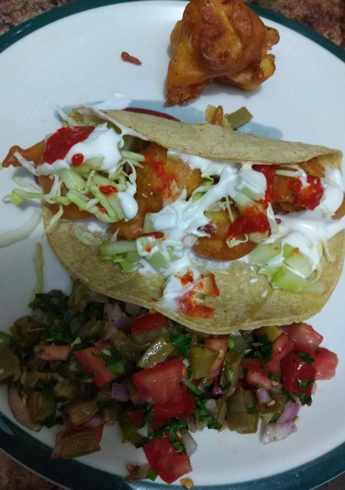 Una foto de Tacos gobernador con coliflor🍻