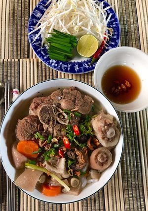 A picture of Banh Canh with Pork Hock, Pork Tail Bones, and Pork Skin.