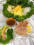 Rice Paper Rolls with Boiled Pork and Fermented Pineapple Fish Sauce