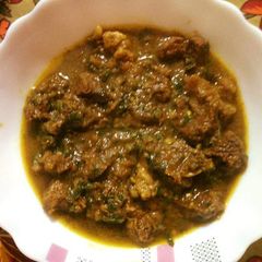 A picture of Gongura Palak Gosht.