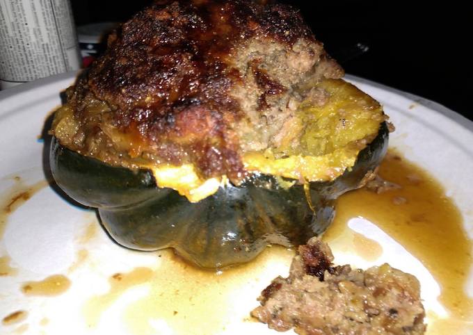 Recipe of Homemade Coconut ginger and beef stuffed acorn squash