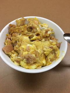 A picture of Oyakodon! (Paternity Bowl because an egg comes out from a chicken, or a chicken comes out from an egg).
