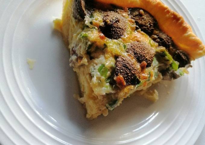 Mushroom and spring onion quiche