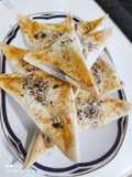 Triángulos de verduras con masa filo