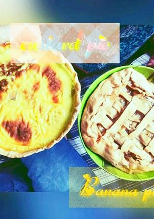 A picture of HandMade Custard pie & Banana Tart.