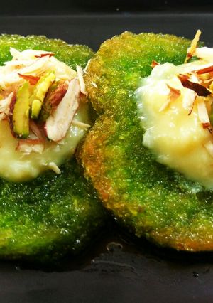A picture of Shahi tukda with homemade rabdi.