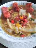 Sopa china con cecina y chorizo Amazónico (fusión) 👍🇵🇪