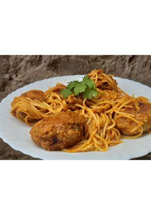 A picture of Spaghetti and Meatballs #4weekschallenge #Charityrecipe.