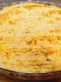 Pastel de calabacín y boniato relleno de lentejas