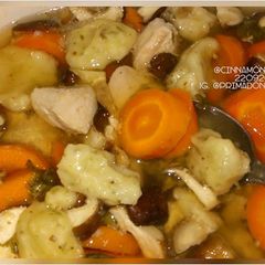 A picture of Chicken Clear Soup with Dumplings in Slow Cooker (Crock pot).