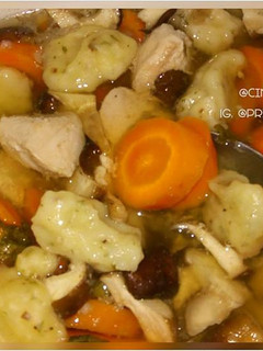 A picture of Chicken Clear Soup with Dumplings in Slow Cooker (Crock pot).