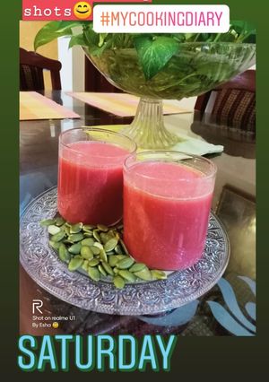 A picture of Rosted pumpkin & beetroot shots.