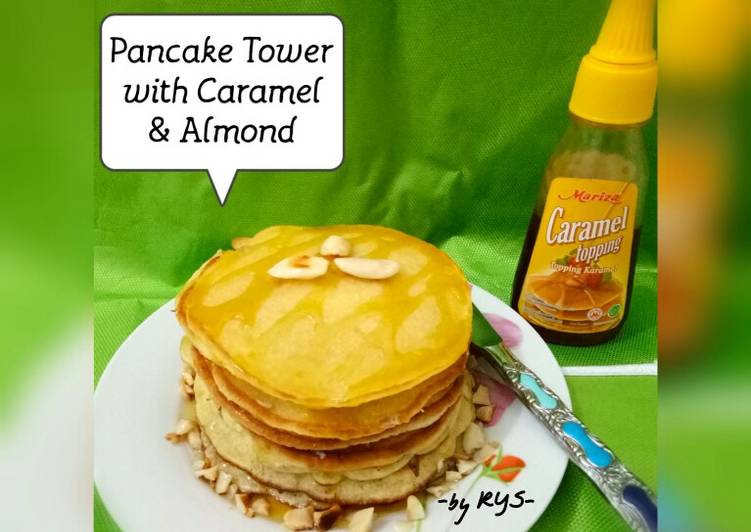 Cara mengolah Pancake Tower with Caramel &amp; Almond  Anti Gagal